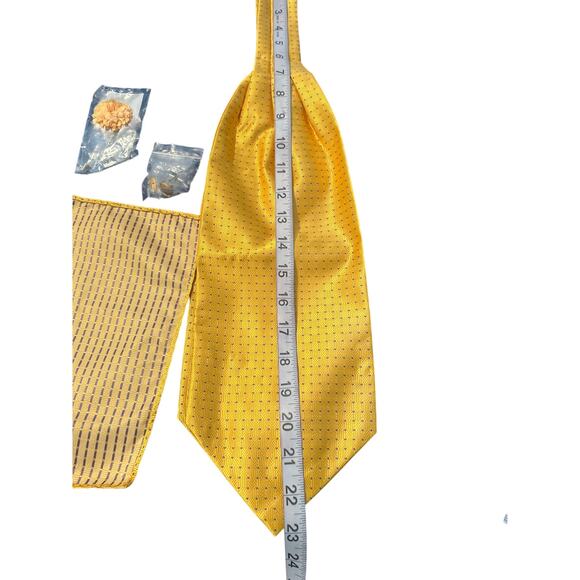 New in Package Four Pieces - Handkerchief, Tie, Cuff Links, Lapel Pin Yellow - Picture 6 of 6